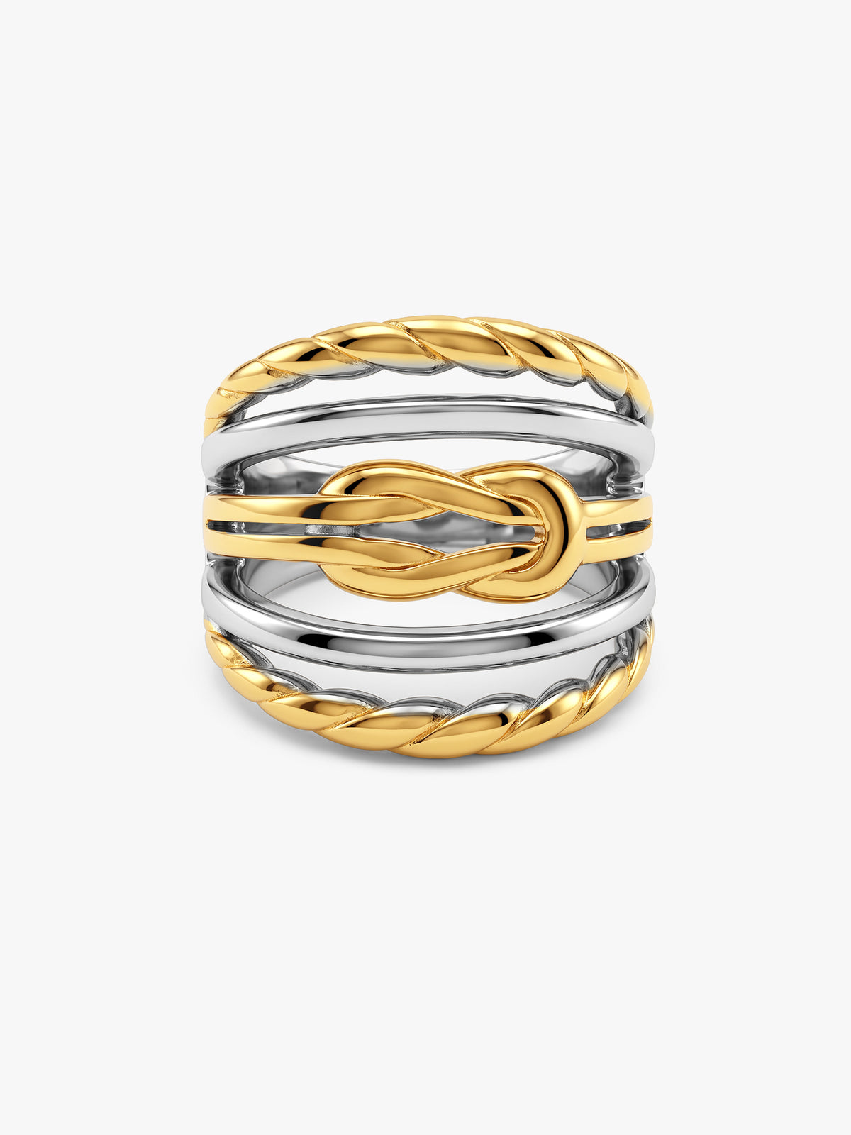 IXIA By GIVA Mix Me Knot Dual Tone Cocktail Ring (Size 12)