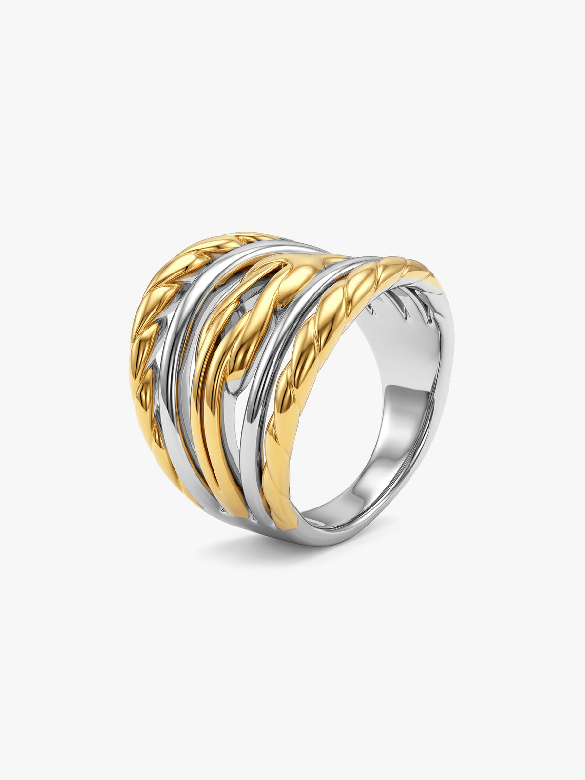 IXIA By GIVA Mix Me Knot Dual Tone Cocktail Ring (Size 12)
