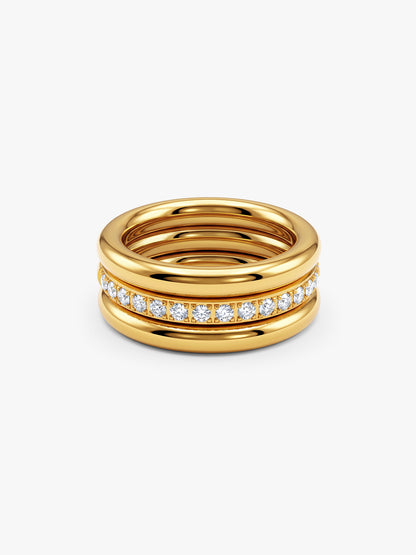 IXIA BY GIVA Triple Take Gold Plated Ring (Size 15)