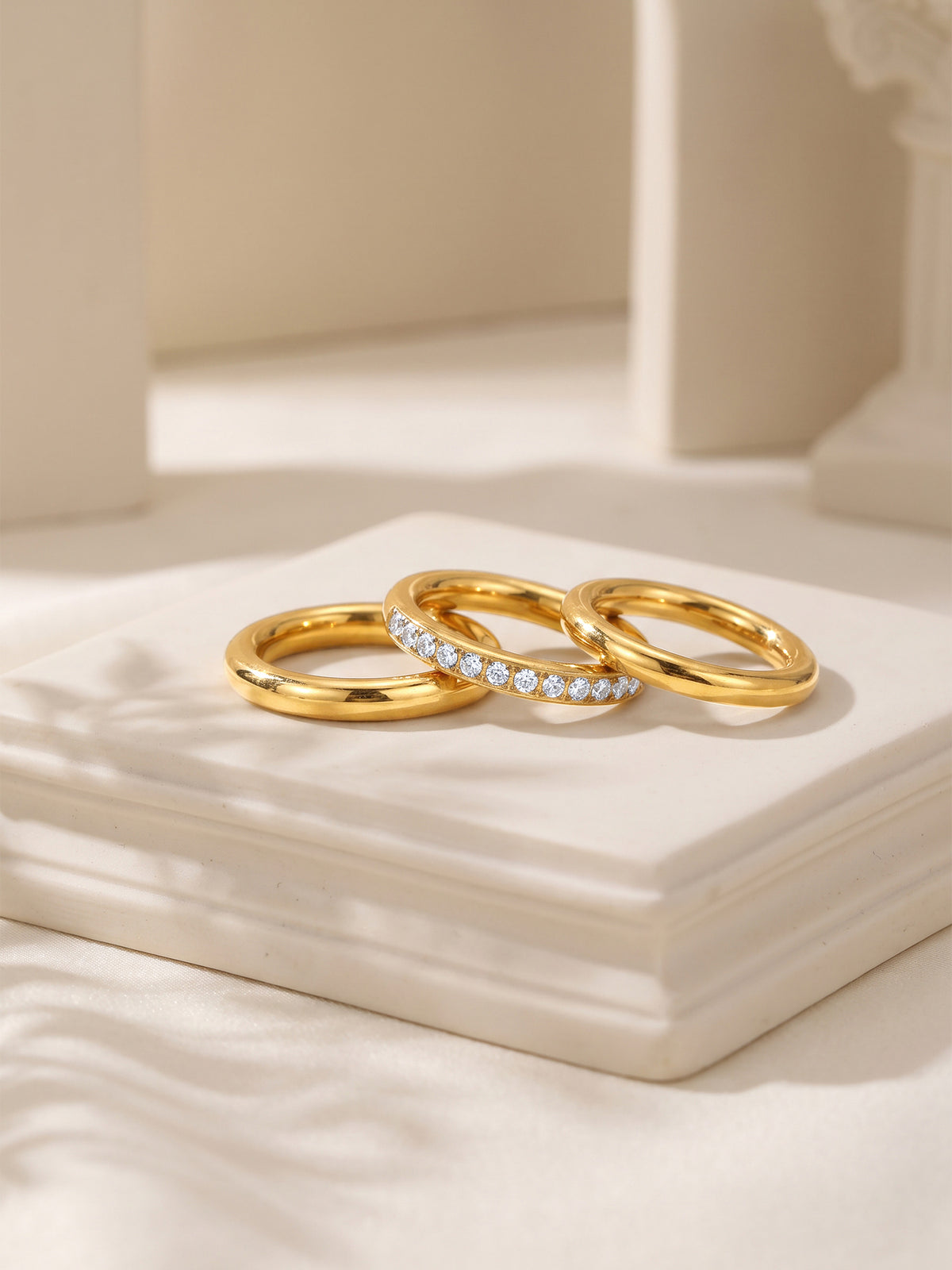IXIA BY GIVA Triple Take Gold Plated Ring (Size 15)