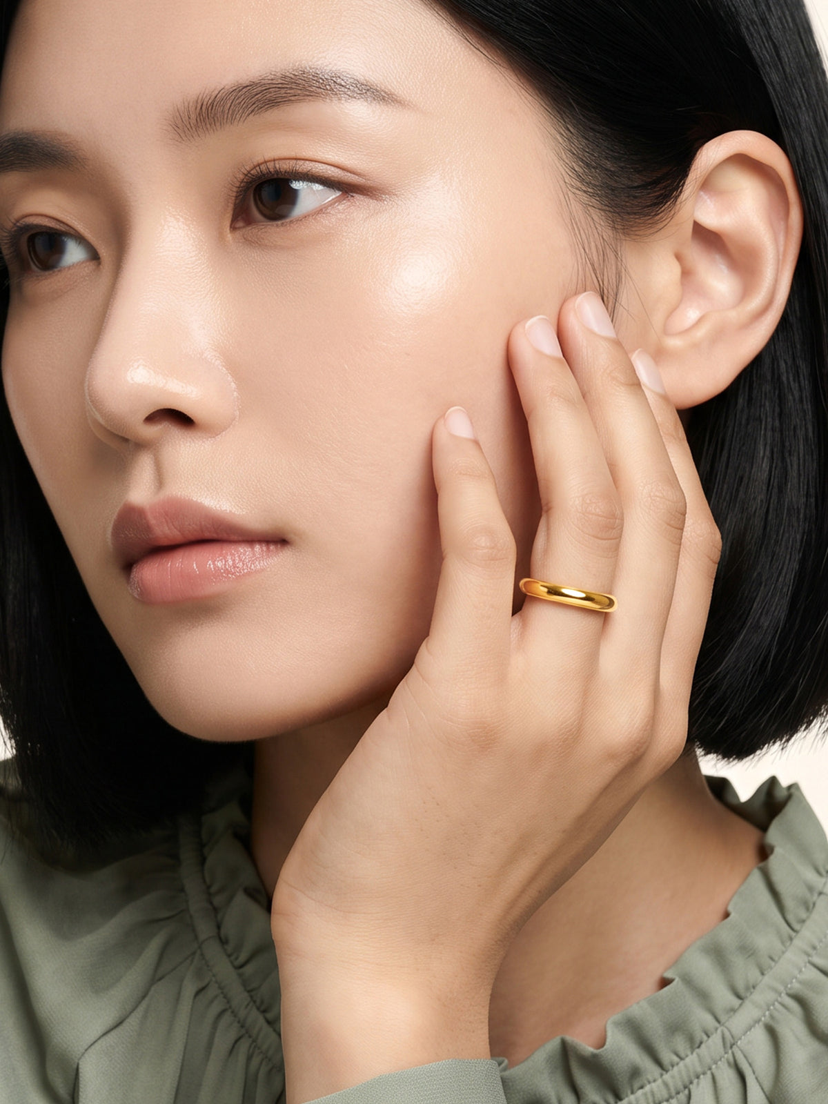 IXIA BY GIVA Triple Take Gold Plated Ring (Size 15)
