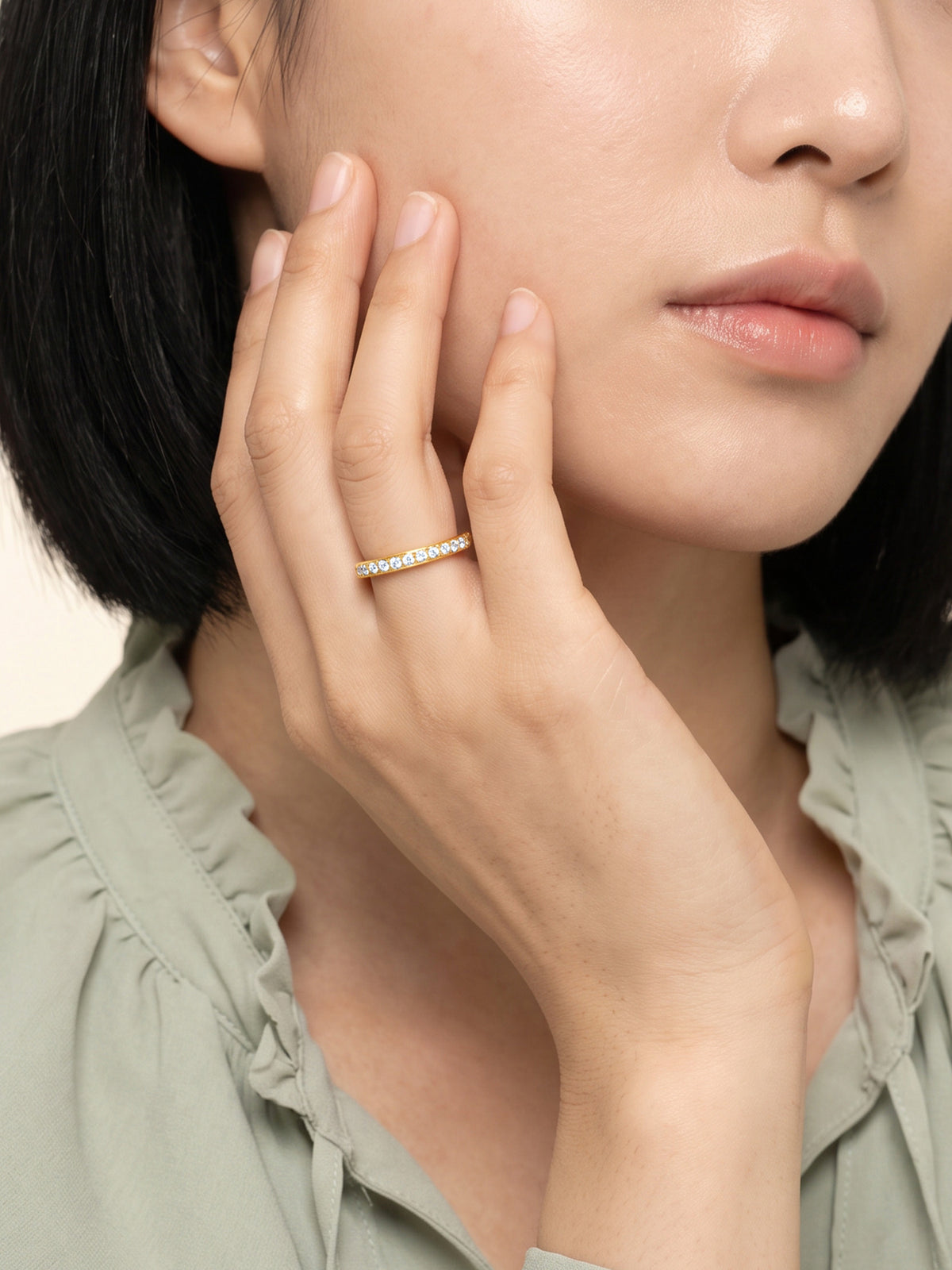 IXIA BY GIVA Triple Take Gold Plated Ring (Size 15)