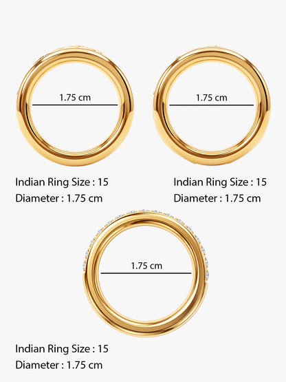 IXIA BY GIVA Triple Take Gold Plated Ring (Size 15)