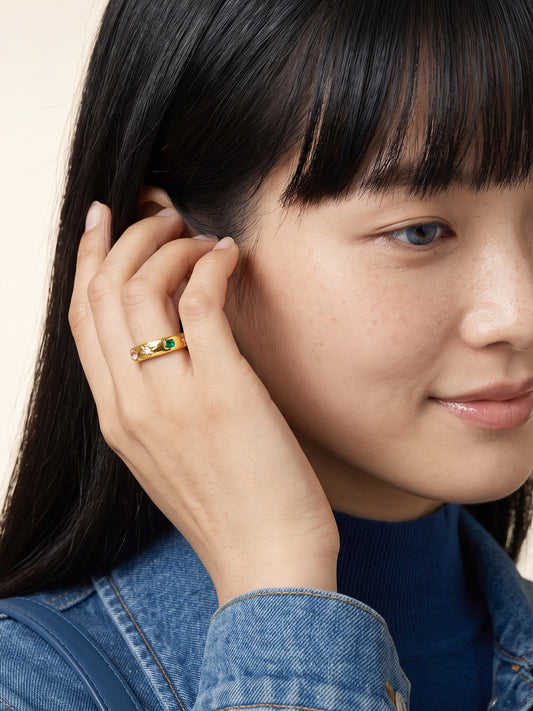 IXIA BY GIVA Treasure Trove Gold Plated Ring (Size 14)