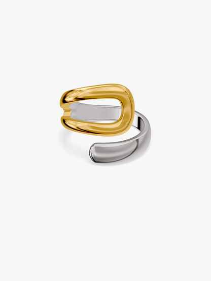Twisted Link Up Dual Tone Ring (Size 14)