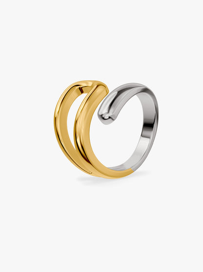 Twisted Link Up Dual Tone Ring (Size 14)