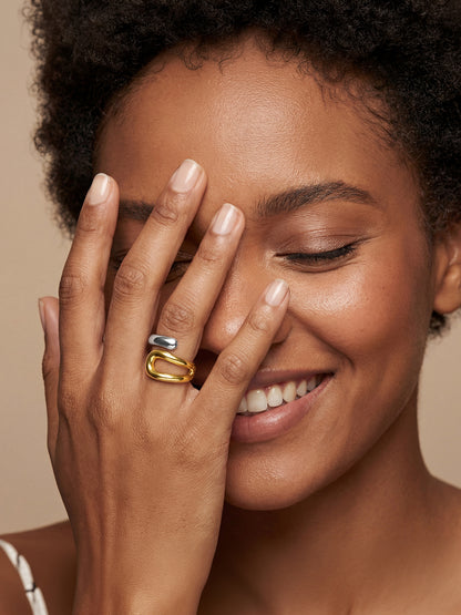 Twisted Link Up Dual Tone Ring (Size 14)