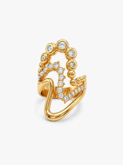 IXIA BY GIVA Glitter Maxing Gold Plated Ring (Size 15)