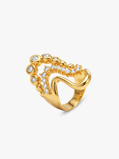 IXIA BY GIVA Glitter Maxing Gold Plated Ring (Size 15)