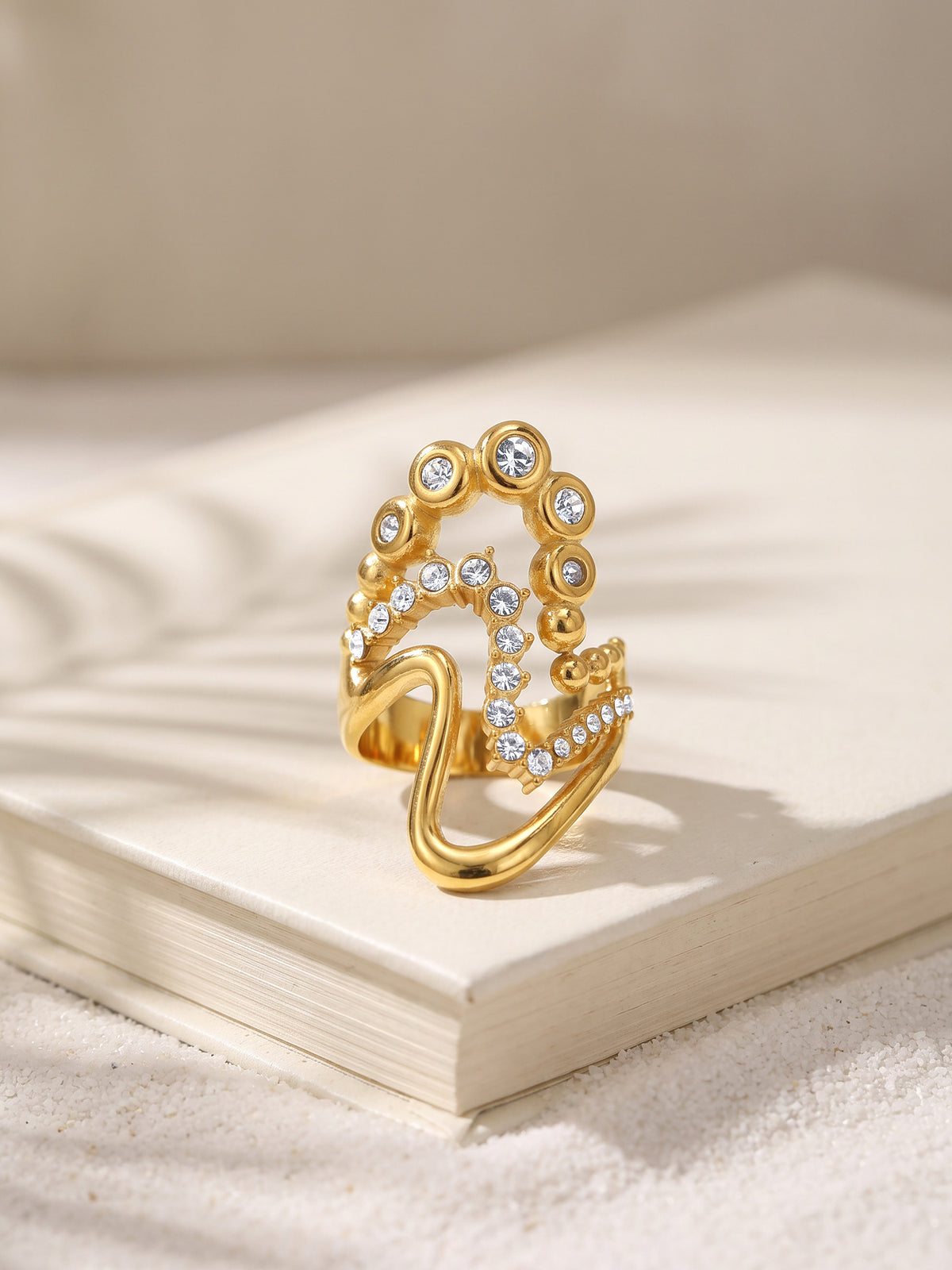 IXIA BY GIVA Glitter Maxing Gold Plated Ring (Size 15)