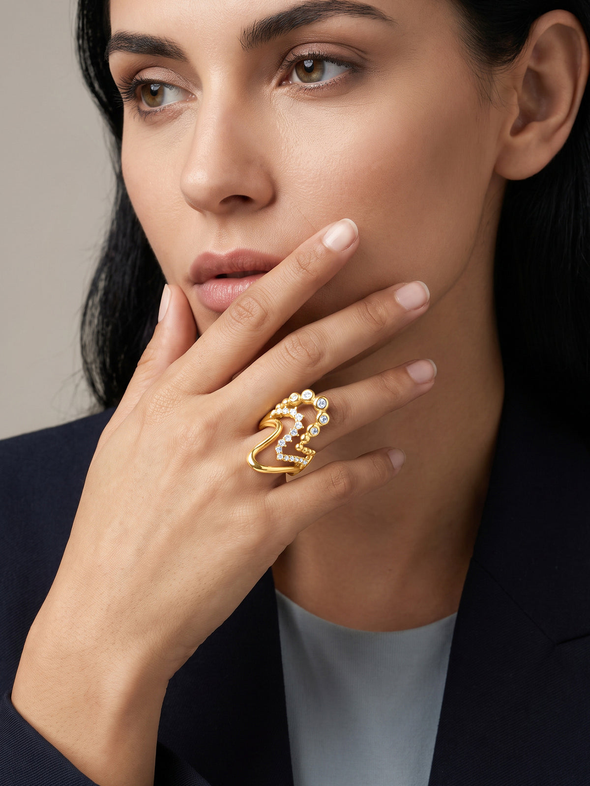 IXIA BY GIVA Glitter Maxing Gold Plated Ring (Size 15)