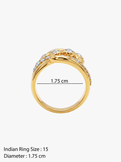 IXIA BY GIVA Glitter Maxing Gold Plated Ring (Size 15)