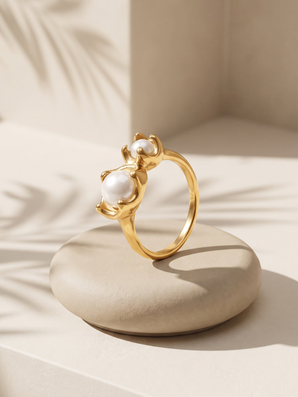 IXIA BY GIVA Pearl Mate Gold Plated Ring (Size 14)
