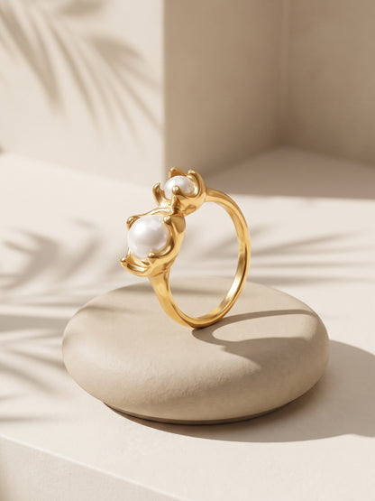 IXIA BY GIVA Pearl Mate Gold Plated Ring (Size 14)