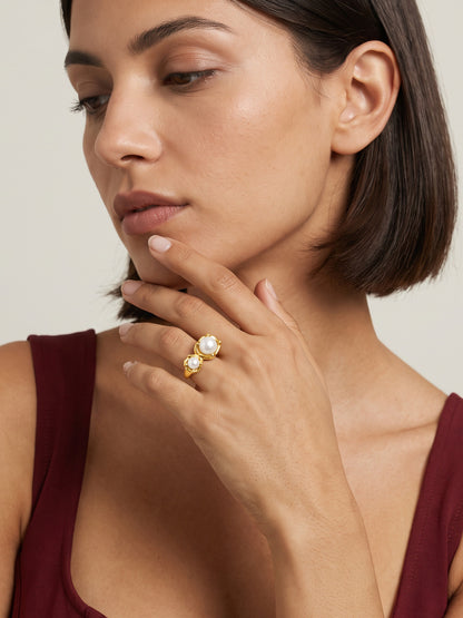 IXIA BY GIVA Pearl Mate Gold Plated Ring (Size 14)