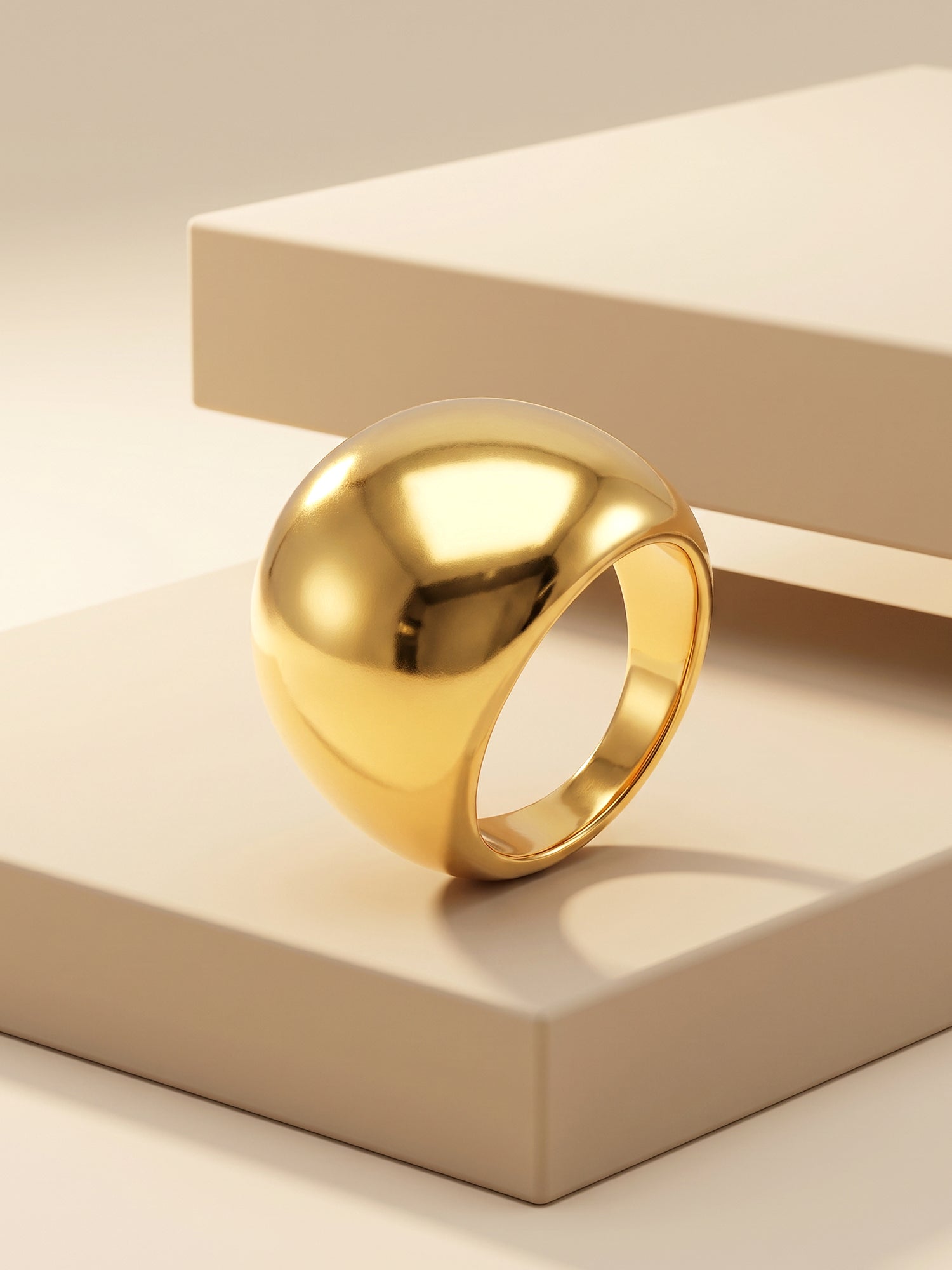 Molten Blob Bold Gold Plated Ring (Size 14)