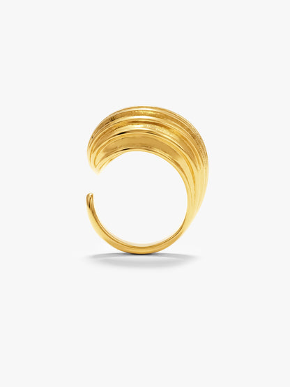Ridge Stack Energy Gold Plated Ring (Size 15)