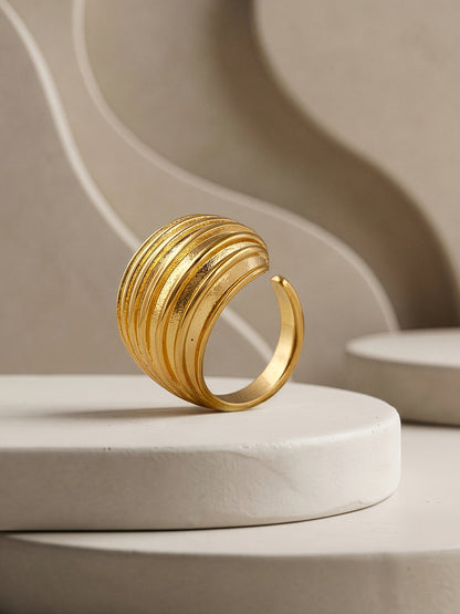 Ridge Stack Energy Gold Plated Ring (Size 15)