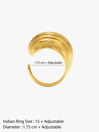 Ridge Stack Energy Gold Plated Ring (Size 15)