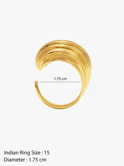 OnnMe by GIVA Ridge Stack Energy Gold Plated Ring (Size 15)