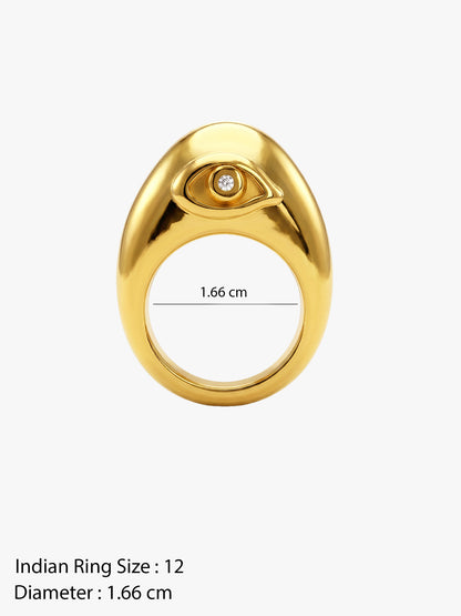 Eye Dome Energy Gold Plated Ring (Size 12)