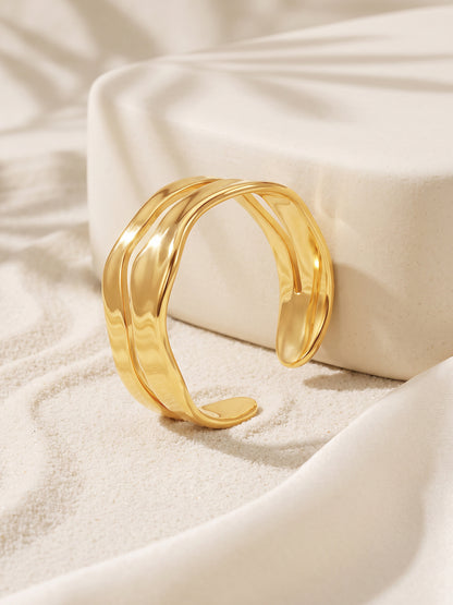 IXIA by GIVA Perfect Waves Gold Plated Ring (Size 16)