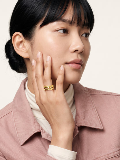 IXIA by GIVA Perfect Waves Gold Plated Ring (Size 16)