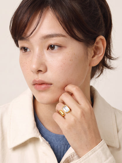 IXIA by GIVA Sparkling Mate Gold Plated Ring (Size 9)