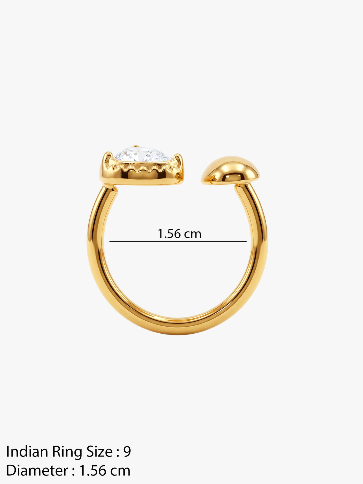 IXIA by GIVA Sparkling Mate Gold Plated Ring (Size 9)