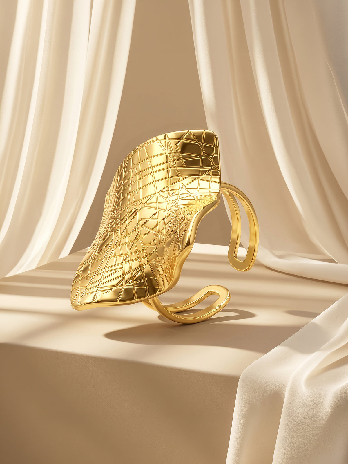 IXIA by GIVA Edgy Energy Gold Plated Ring (Size 12)