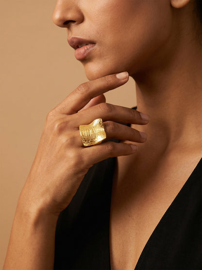 Edgy Energy Gold Plated Ring (Size 12)