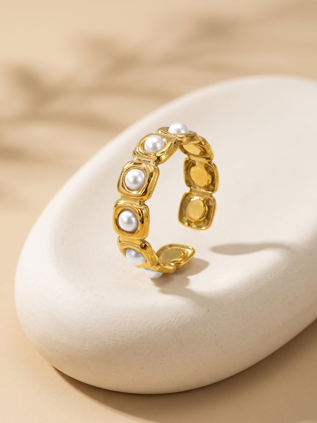 IXIA by GIVA Multipearl Gold Plated Ring (Size 15)