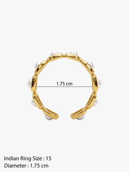 IXIA by GIVA Multipearl Gold Plated Ring (Size 15)