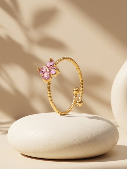 IXIA by GIVA Budding Romance Gold Plated Ring (Size 15)
