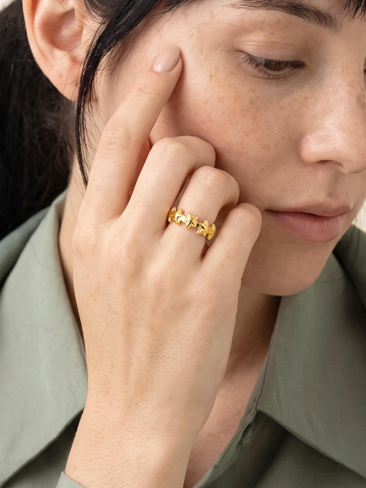 IXIA by GIVA Multi Starrer Gold Plated Ring (Size 14)