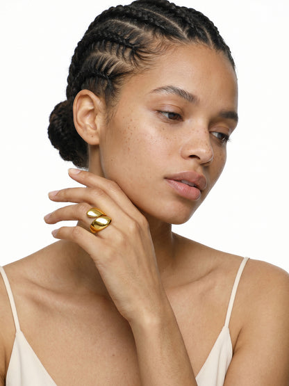 Fold Over Energy Gold Plated Ring (Size 16)