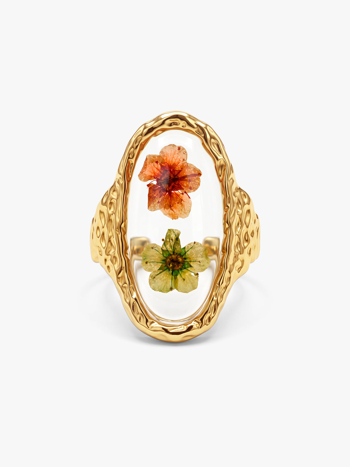 IXIA BY GIVA Floral Press Gold Plated Ring (Size 16)