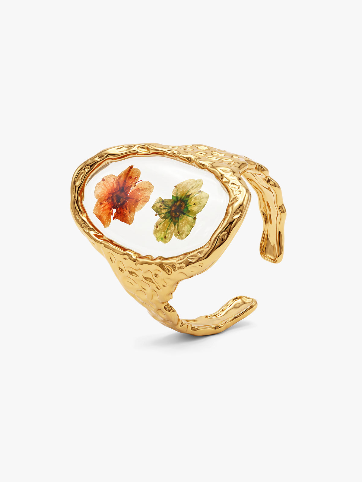 IXIA BY GIVA Floral Press Gold Plated Ring (Size 16)