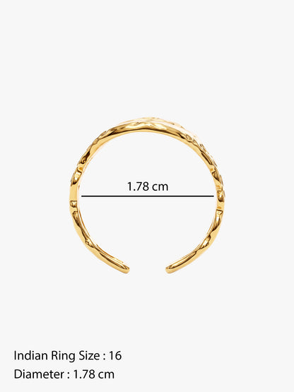 IXIA BY GIVA Floral Press Gold Plated Ring (Size 16)