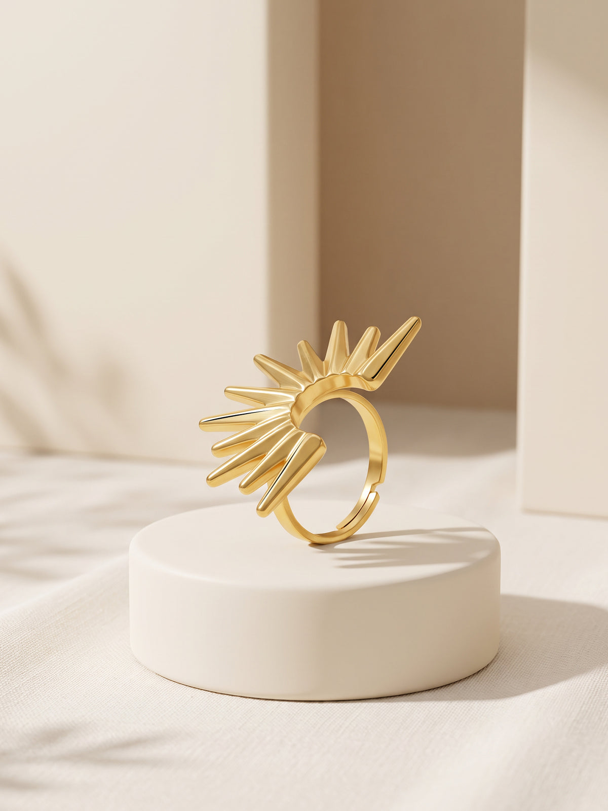 IXIA by GIVA Half Sun Gold Plated Ring (Size 13)