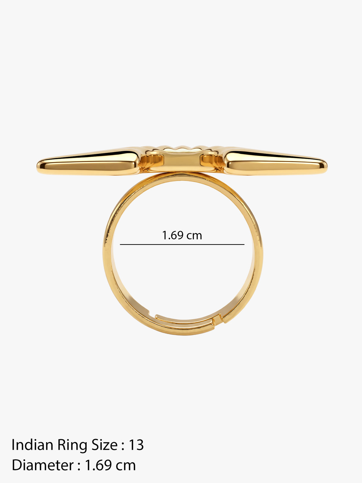 IXIA by GIVA Half Sun Gold Plated Ring (Size 13)