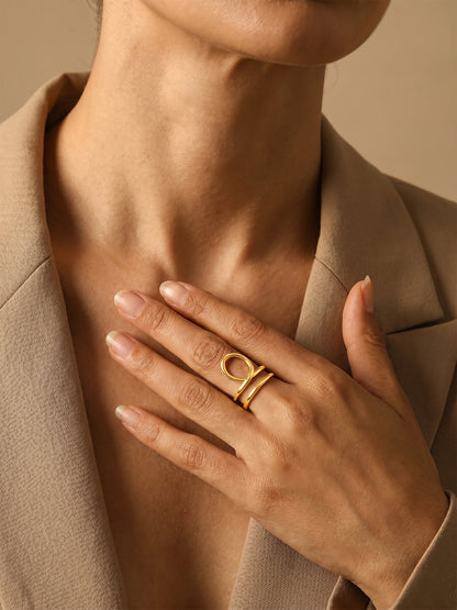 Double Trouble Gold Plated Ring (Size 13)