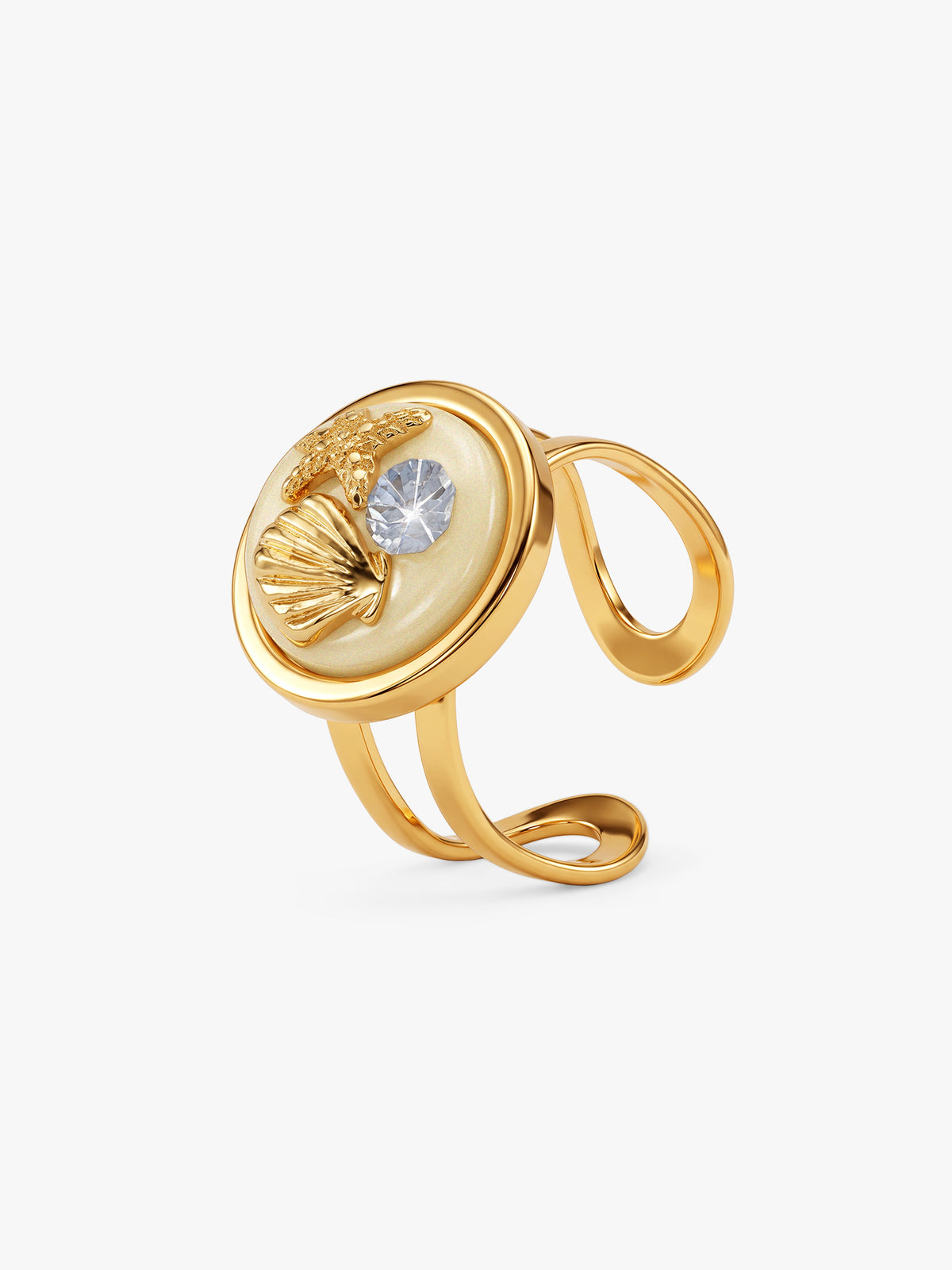 IXIA by GIVA Shell Yeah Gold Plated Ring (Size 10)