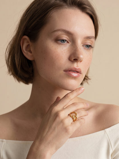 Loop Link Energy Gold Plated Ring (Size 15)