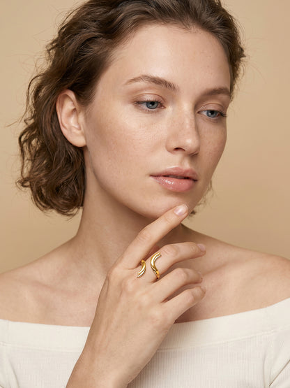 Sharp Curve Energy Gold Plated Ring (Size 17)