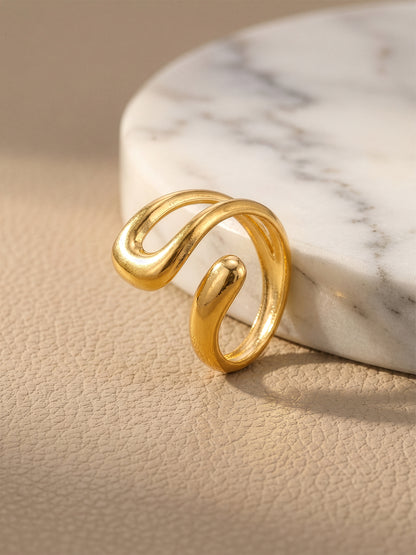 Swirl Cut Energy Gold Plated Ring (Size 17)