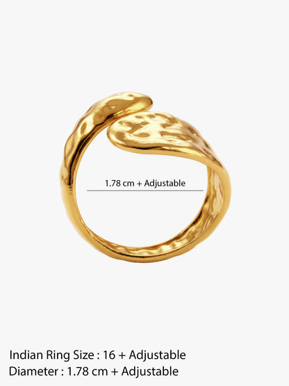 Bold Curve Energy Gold Plated Ring (Size 16)