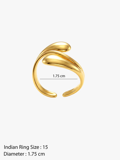 OnnMe by GIVA Fluid Wrap Energy Gold Plated Ring (Size 15)