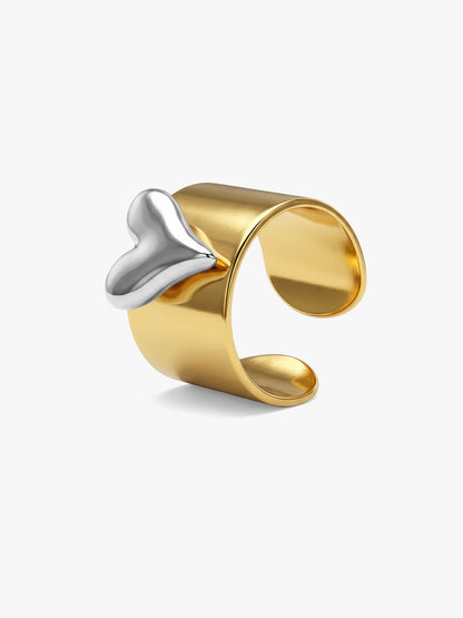 Bold Heart Dual Tone Ring (Size 14)
