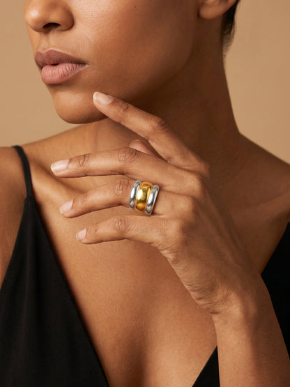 Wide Band Rush Energy Dual Tone Ring (Size 15)